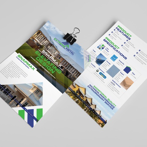 Artwork design with the title 'Product Specifications Flyer for Extreme Metal'