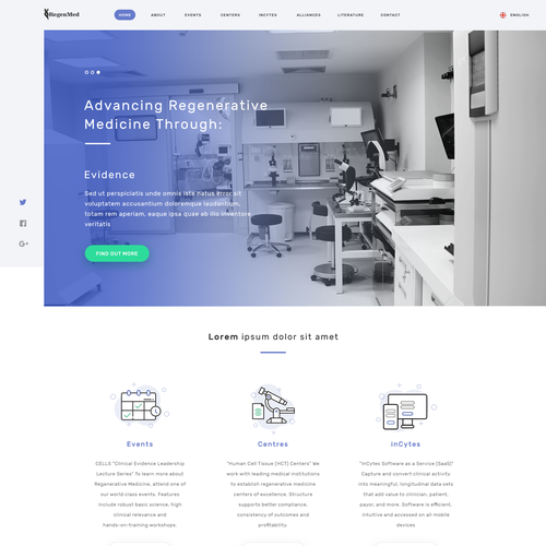 Medical website with the title 'RegenMed homepage'
