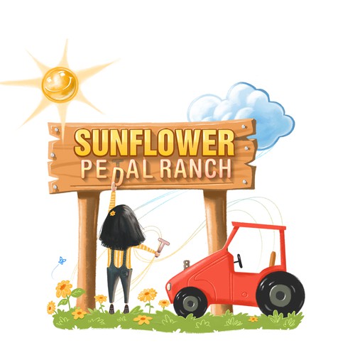 Sun artwork with the title 'Illustration for Sunflower Pedal Ranch Event'