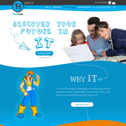 Fun website with the title 'Help us get school kids excited about tech careers! Fun and funky'