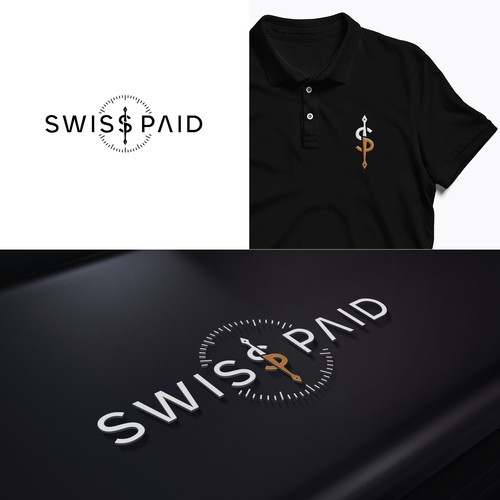 Dollar sign logo with the title 'Wordmark logo concept with dollar mark for 'SwissPaid''