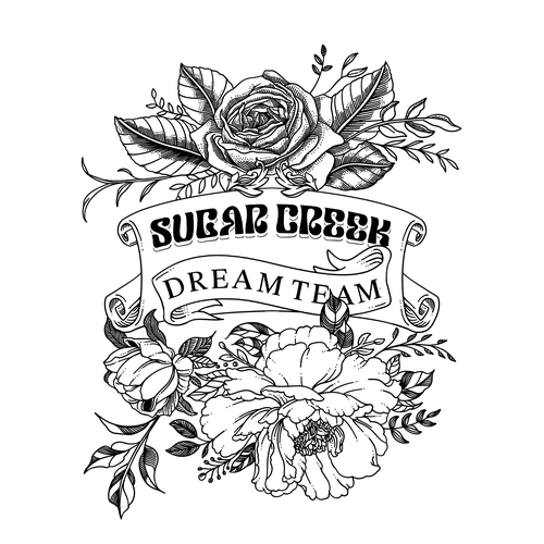 Engraving t-shirt with the title 'Floral'