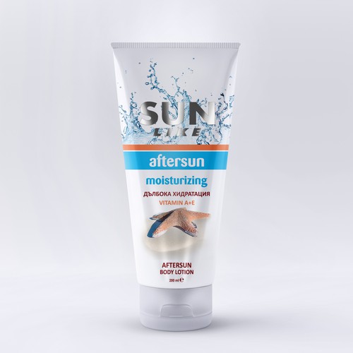 Label artwork with the title '3d renders and labels for cosmetic products'