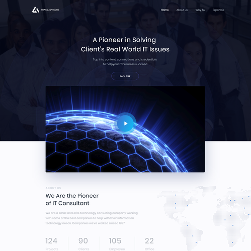 Futuristic website with the title 'Landing Page Exploration'