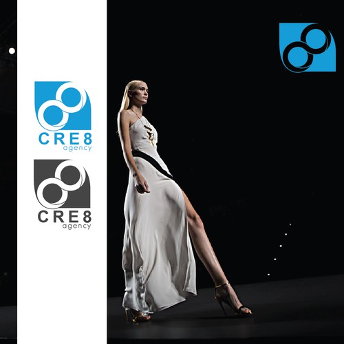 Crisp logo with the title 'CRE8 a polished logo that would look great in black and white as well!'