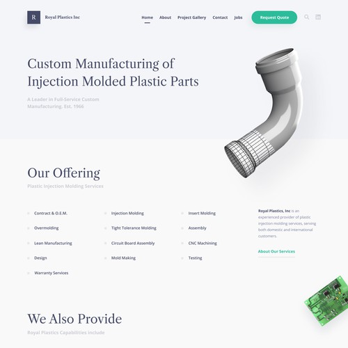 Classic website with the title 'Clean Web Design for Plastic Molding Company'