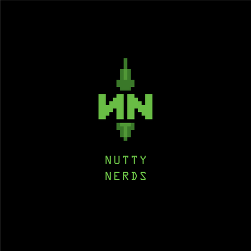 Sci-fi logo with the title 'Nutty Nerds'