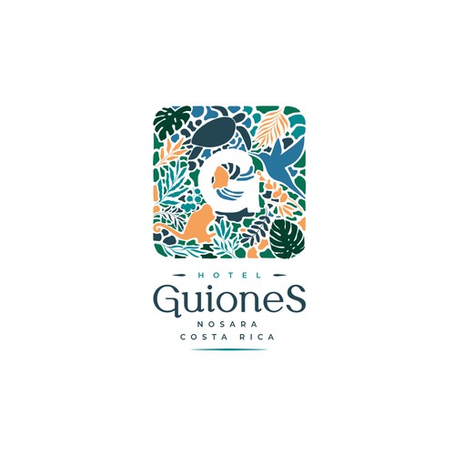Hotel design with the title 'Guiones Hotel'