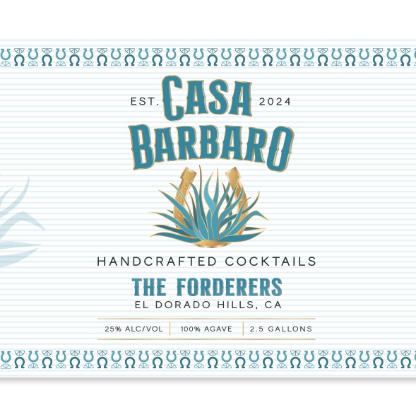 California label with the title 'Label Design for Casa Barbaro'
