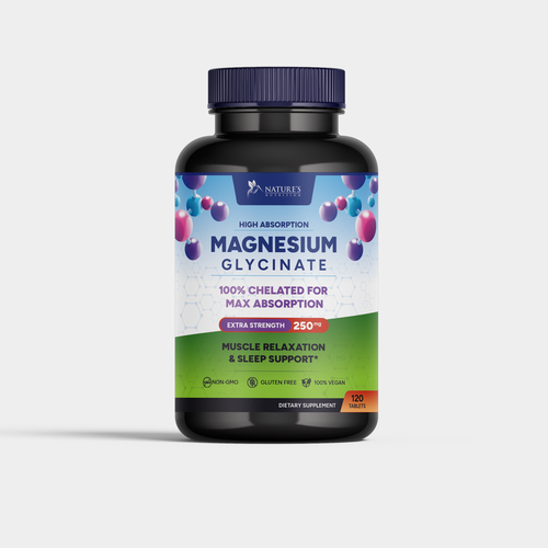 Nutrition label with the title 'Clean Magnesium Glycinate Package'