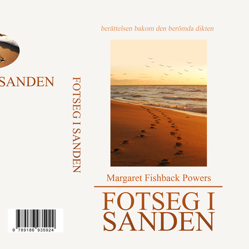 Footprint design with the title 'Book cover for famous poem Footprints'