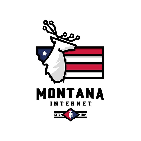 USA flag design with the title 'Montana Internet'
