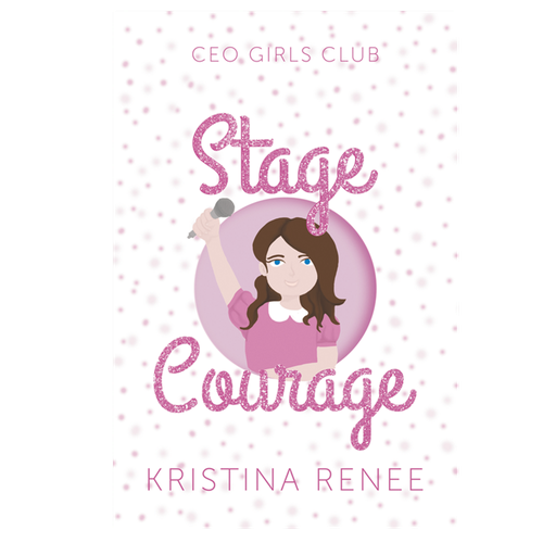 Pink artwork with the title 'Stage Courage - book cover'