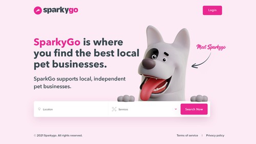 Search engine design with the title 'Landing Page for Pet Business'