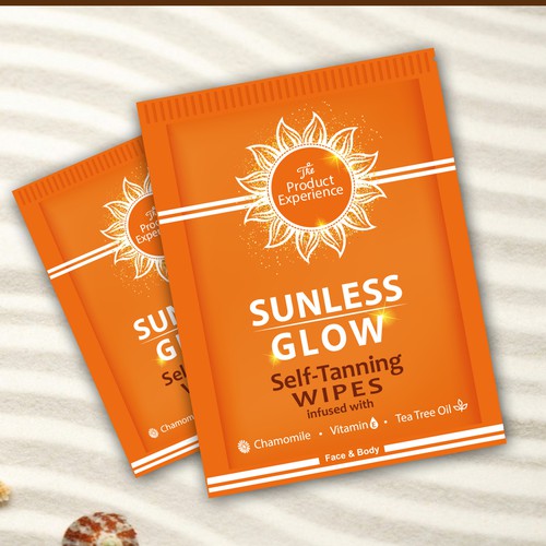 Tanning design with the title 'Self-Tanning Wipes Bag'