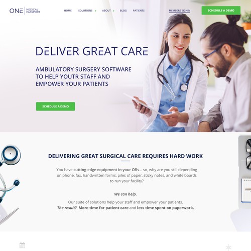 Medical website with the title 'Home Page Design Concept for Medical Software Company'