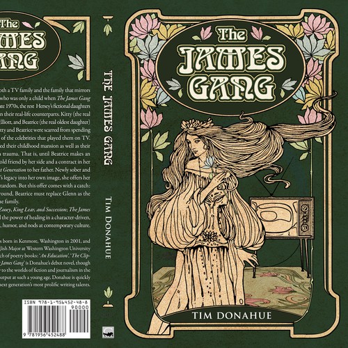 70s design with the title 'Book cover for a novel "The James Gang""'