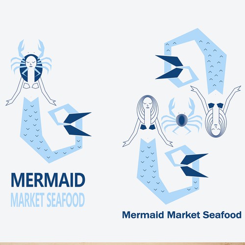 Mermaid logo with the title 'Mermaid Market Seafood design'