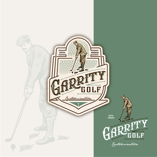 Shield design with the title 'Garrity Golf'