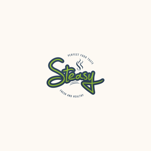 Healthy food logo with the title 'STEASY'
