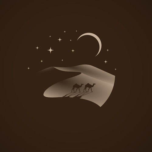 Desert logo with the title 'Sahara Beans Coffee'