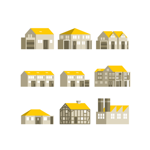 Bauhaus design with the title 'Real Estate Icons'