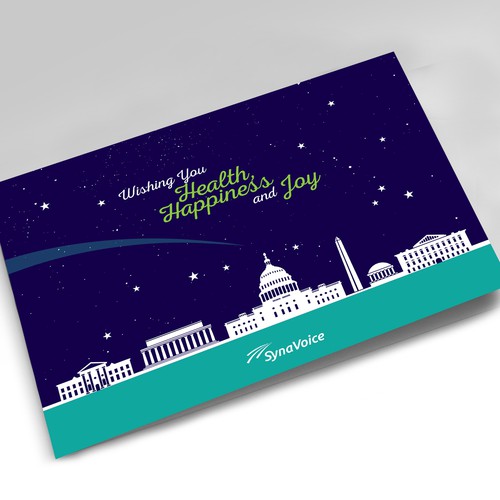 Cityscape design with the title 'Greeting Card Design'