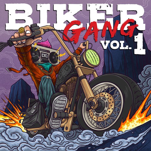 Biker design with the title 'Biker Gang Vol. 1'