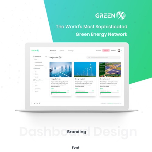 Dashboard website with the title 'Hi-Tech Web Design - GreenX'