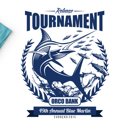 Marlin design with the title 'Create a capturing Blue Marlin Fishing Tournament'