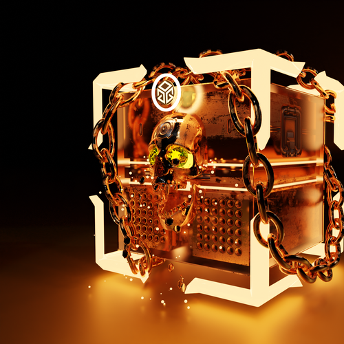 Blender 3D design with the title 'NFT box'