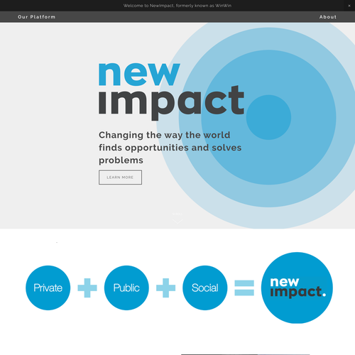 JavaScript design with the title 'Non-Profit Rebrand - NewImpact'
