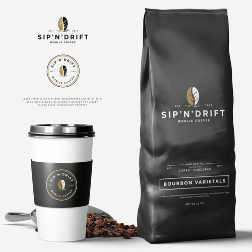 Coffee logo with the title 'Sip'n'Drift'