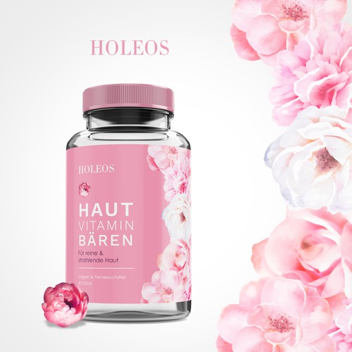 Rose design with the title 'Skin Vitamins label design'