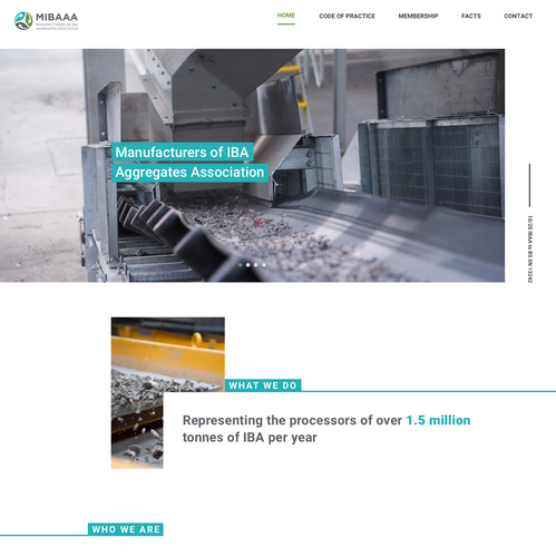 Layout website with the title 'MIBAAA Website Design'