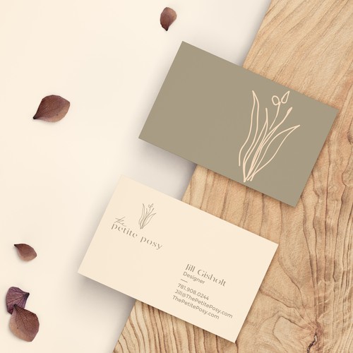 Boho chic design with the title 'Elegant business card design for an artistic floral business'