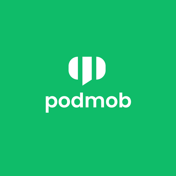 Speech bubble design with the title 'podmob'