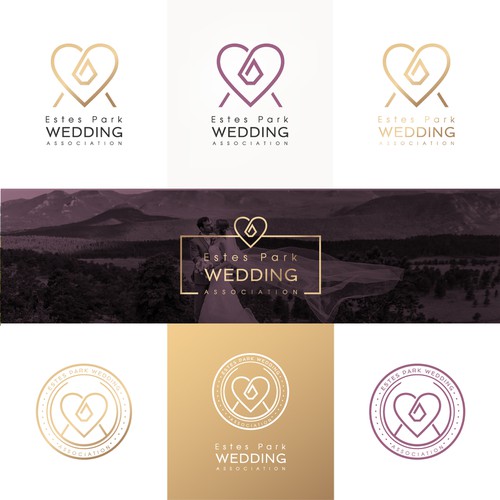 Combination logo with the title 'The Estes Park Wedding Association'