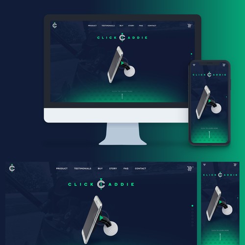Bold website with the title 'bold high-contrast design for clickcaddie.com'