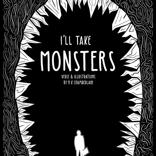 Monster artwork with the title 'I'll Take Monsters - Book Cover'