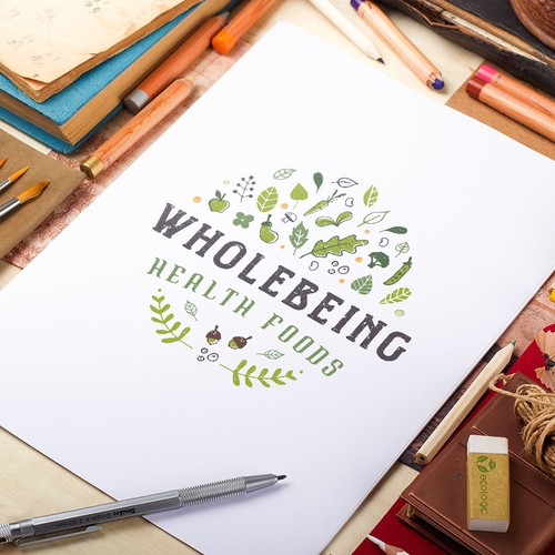 Leaf design with the title 'Health food company'