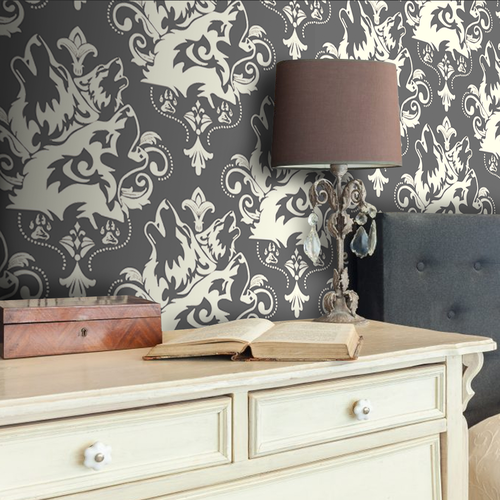Wallpaper design with the title 'Wolf wallpaper finish'