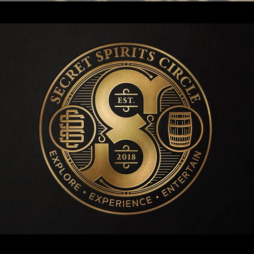 Distillery logo with the title 'Secret Spirits Circle'