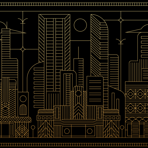 Cityscape illustration with the title 'Artdeco Cityscape '