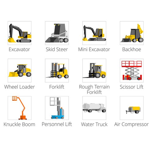 Emoji artwork with the title 'Icon set for construction equipment.'