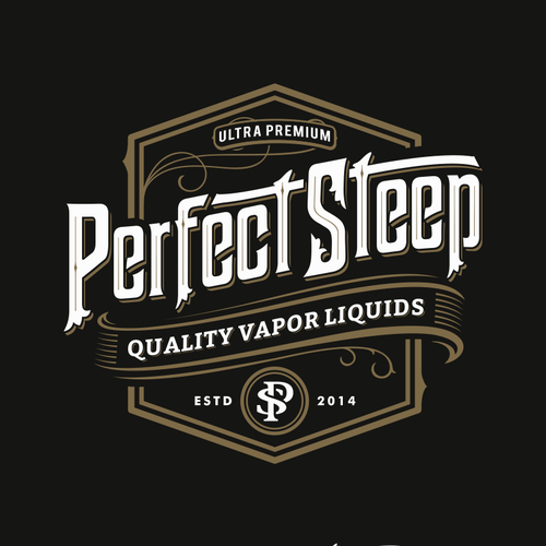 Vapor logo with the title 'Logo for Perfect Steep, e-juice.'