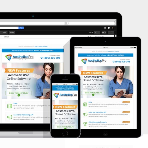 Responsive design with the title 'Aesthetics Pro'