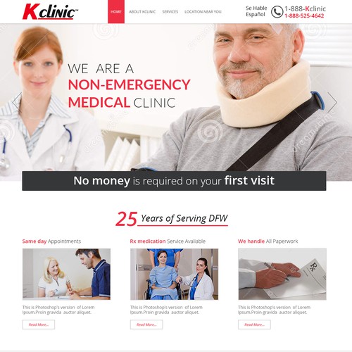 Doctor website with the title 'web page design for Medical.'