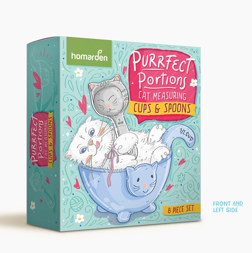 Women packaging with the title 'Fun Packaging for Kitty Cat Measuring Cups and Spoons'