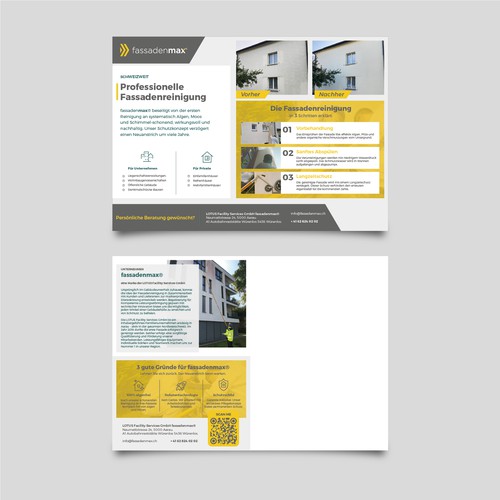 Direct mail design with the title 'Facade cleaning service flyer'